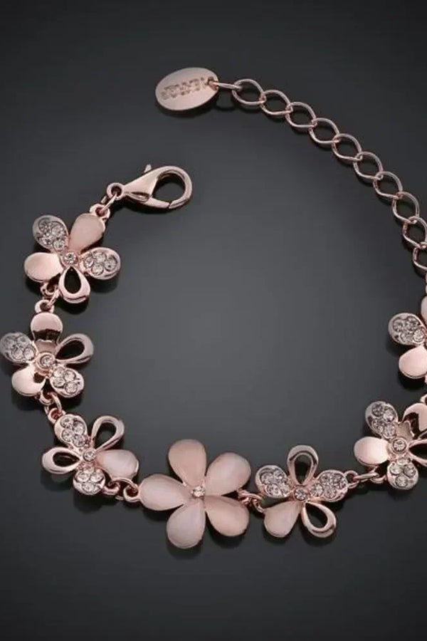 Braccialetto con Fiore di Rosa Antica | Oro Rosa