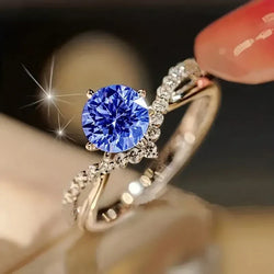 Anello Esotico Cristallo Blu | Oro Bianco
