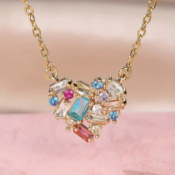 Collana Cuore Lucente Colorata | Oro