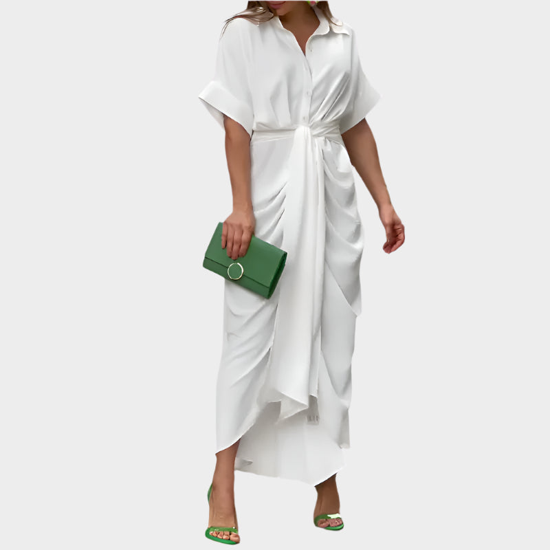 Abito con collo a sbuffo e linea elegante