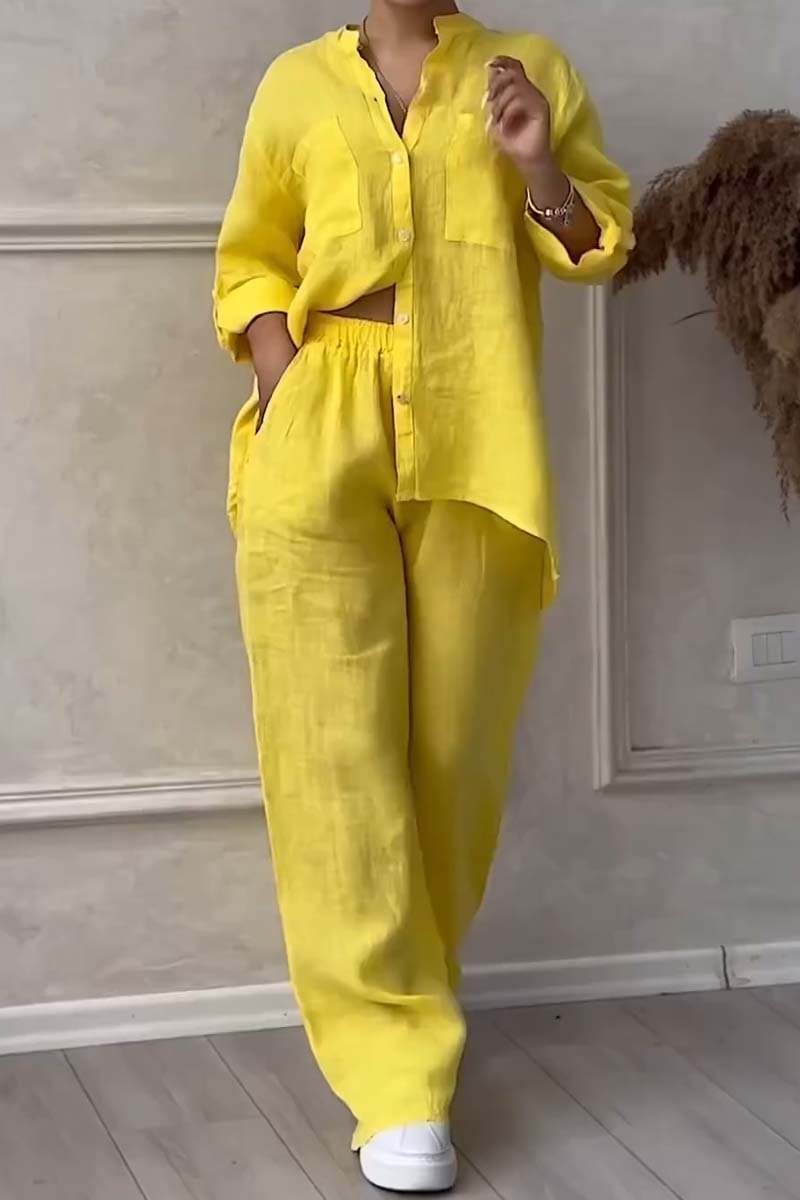 Fara | Completo di lusso in cotone e lino – Camicia e pantaloni