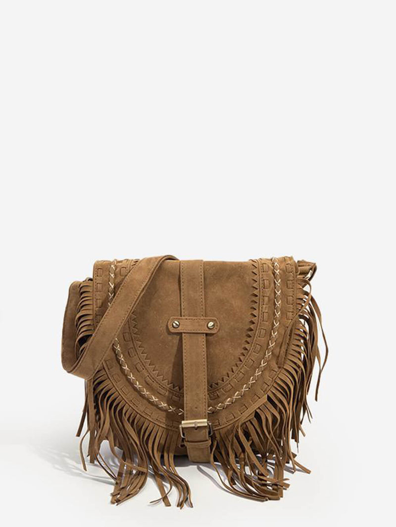 Riley™ - Borsa fatta a mano con frange e fibbia