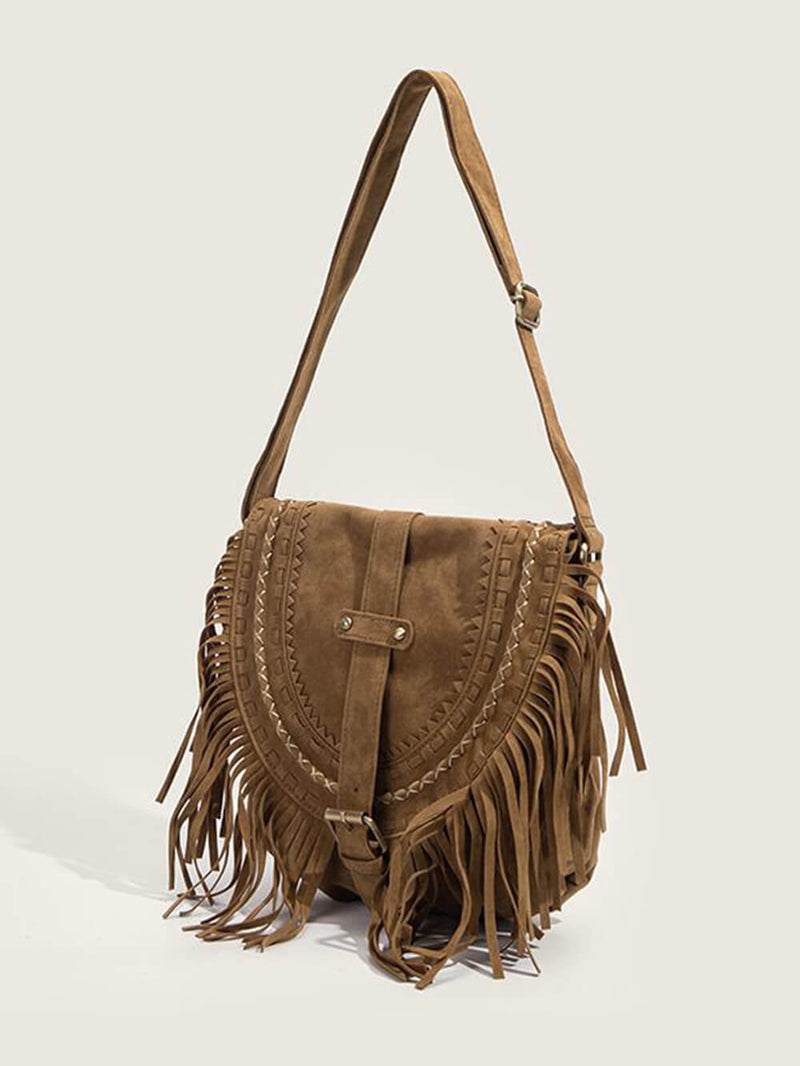 Riley™ - Borsa fatta a mano con frange e fibbia