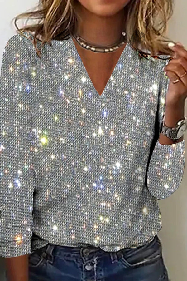 Jamie | Blusa con scollo a V e motivo a rombi