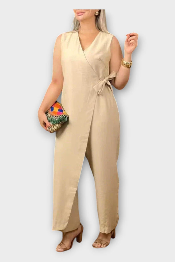 Tuta lunga con cintura in vita