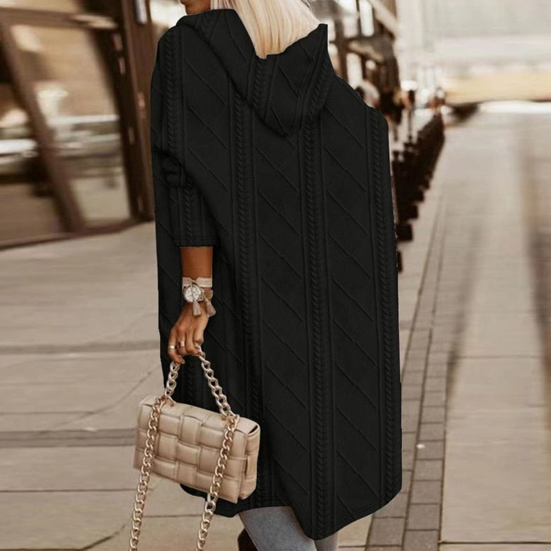 Johani | Cardigan con cappuccio a lunghezza estesa