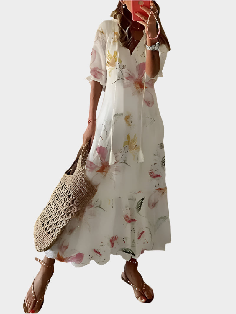 Abito vintage con scollo a V