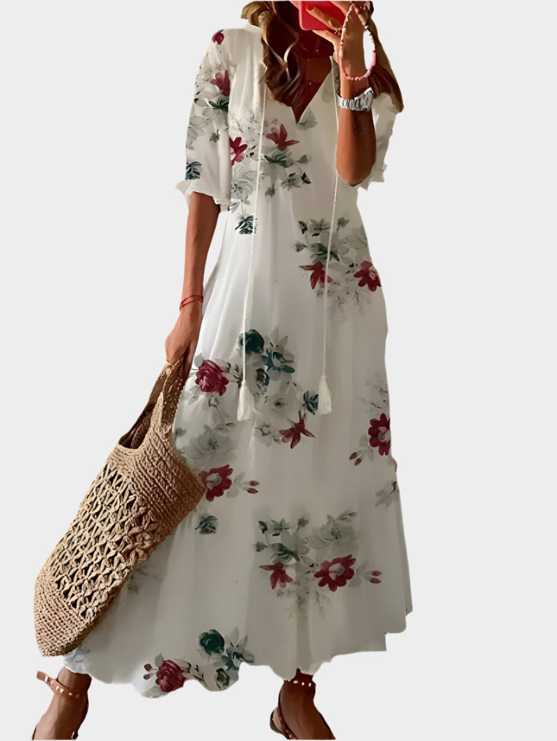 Abito vintage con scollo a V