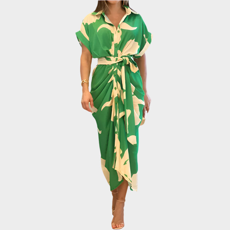 Abito con collo a sbuffo e linea elegante